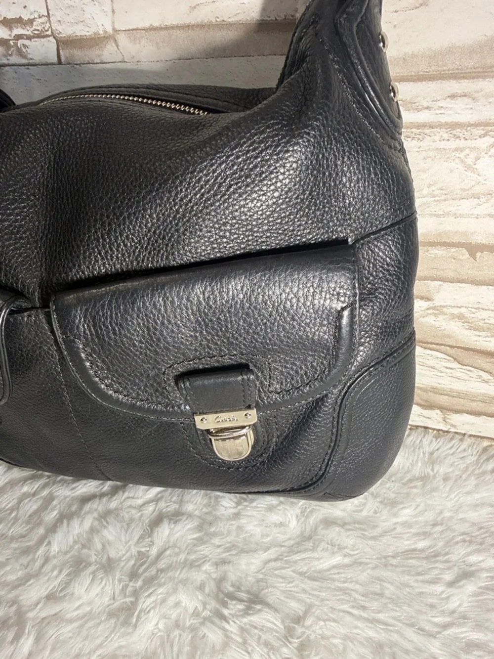 COACH Poppy Avery Pebbled Black Leather Boho Shoulder Bag - Picture 2 of 16